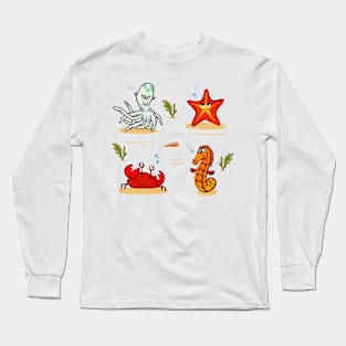 Sea Animal Watercolor Long Sleeve T-Shirt